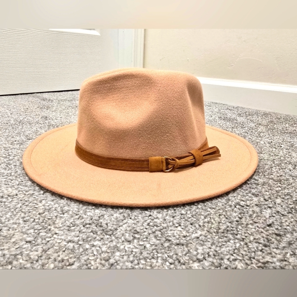 35% Wool Brown Fedora Hat Wide Brim Unisex Nautical Coastal Fisherman